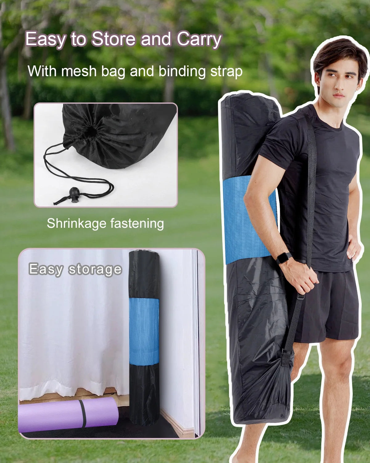 Large Exercise Mat 10Mm Thick NBR Foam for Home Gym Fitness Workout, Blue, 78X51 Inch