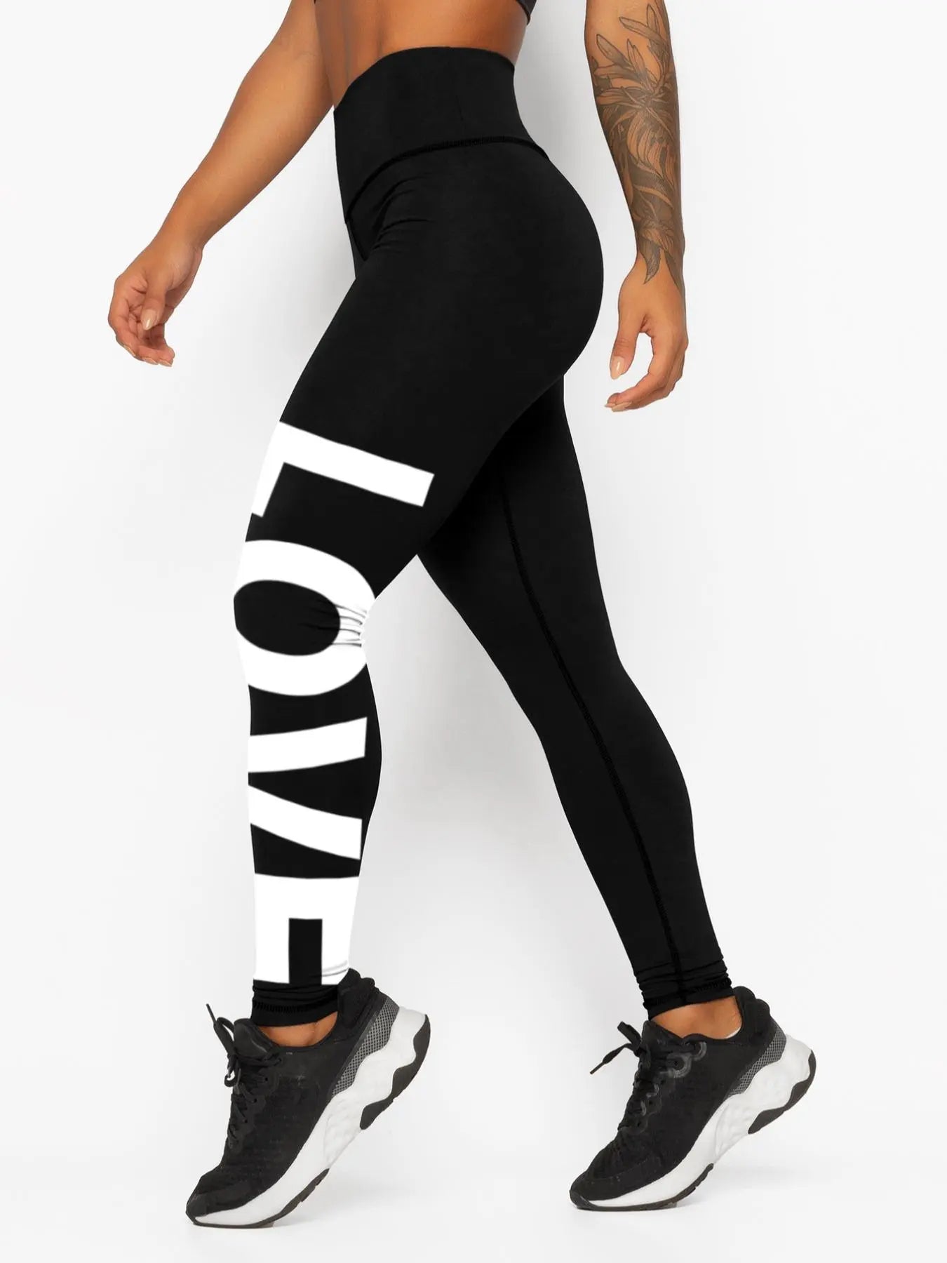 Printed "LOVE" High Waist Tummy Control Fitness Leggings